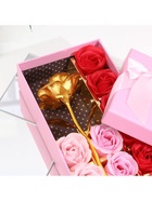 Подарочный набор из 12 красно-розовых мыльных роз с металлической розой - Фото 12