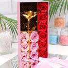 Подарочный набор из 12 красно-розовых мыльных роз с металлической розой - Фото 7