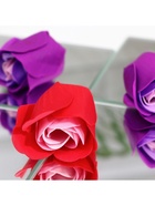 Подарочный набор из 12 красно-фиолетовых мыльных роз с металлической розой - Фото 12