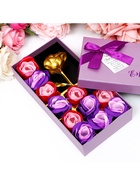Подарочный набор из 12 красно-фиолетовых мыльных роз с металлической розой - Фото 4