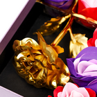 Мыльные розочки цветных оттенков и золотая роза, набор - Фото 4