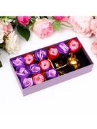 Подарочный набор из 12 красно-фиолетовых мыльных роз с металлической розой - Фото 6