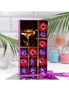 Подарочный набор из 12 красно-фиолетовых мыльных роз с металлической розой - Фото 10