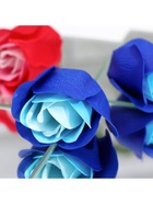 Подарочный набор из 12 красно-синих мыльных роз с металлической розой - Фото 12