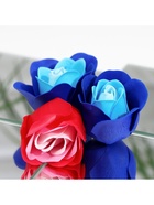 Подарочный набор из 12 красно-синих мыльных роз с металлической розой - Фото 13