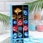 Подарочный набор из 12 красно-синих мыльных роз с металлической розой - Фото 7