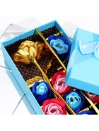 Подарочный набор из 12 красно-синих мыльных роз с металлической розой - Фото 9