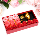 Мыльные розочки цветных оттенков и золотая роза, набор - фото 9374393
