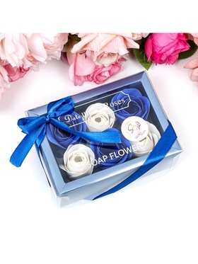 Мыльные розы, белые и синие, набор 6 шт.