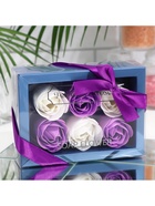 Мыльные розы, белые и фиолетовые, набор 6 шт. - Фото 4