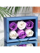 Мыльные розы, белые и фиолетовые, набор 6 шт. - Фото 5