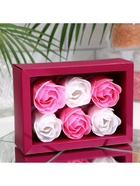 Мыльные розы, белые и розовые, набор 6 шт. - Фото 5