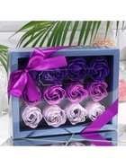 Мыльные розы, фиолетовые оттенки, набор 12 шт., в коробке - Фото 4