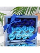 Мыльные розы, синие оттенки, набор 12 шт., в коробке - Фото 4