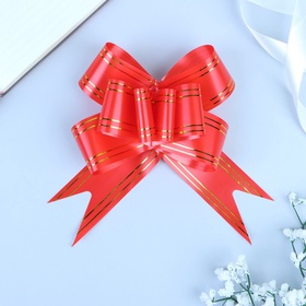 Подарочный Бант - бабочка №5 «Золотые полосы», красный, для упаковки подарков (комплект 10 шт)