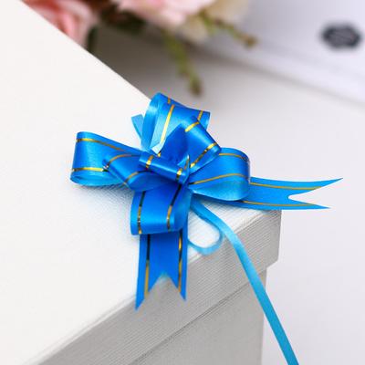 Бант-бабочка №1,8 "Золотые полосы", цвет синий