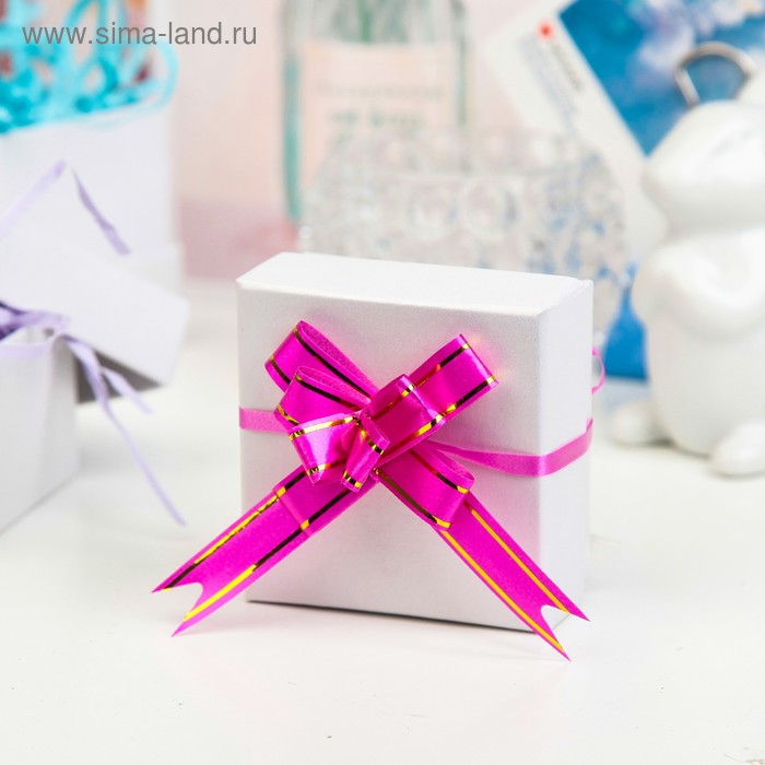 Бант-бабочка №1,2 "Золотые полосы", цвет малиновый - Фото 1