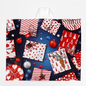 Пакет подарочный новогодний «Яркие подарки», полиэтиленовый с петлевой ручкой, 50?58 см (комплект 25 шт)