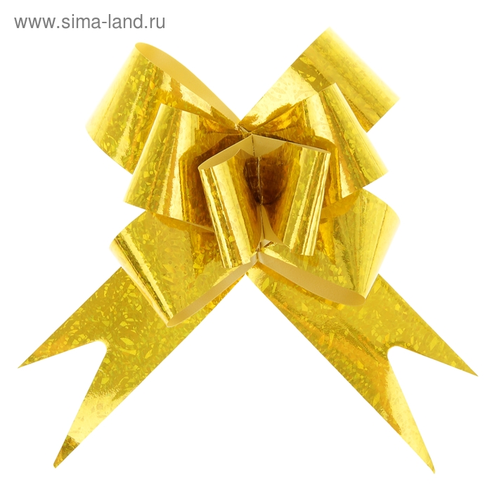 Бант-бабочка №3 голография, цвет золотой - Фото 1