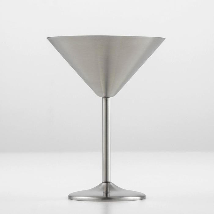 Бокал-мартинка из нержавеющей стали, 270 мл, 16×12 см, для коктейлей, матовый, цвет серебряный - Фото 1