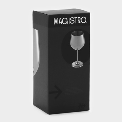Бокал для вина Magistro, 500 мл, 21×9.5 см, нержавеющая сталь, серебряный