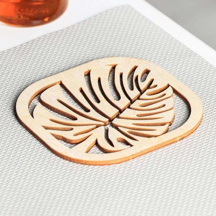 Подставка под горячее Доляна «Монстера», 8.7×9.2 см, дерево - Фото 1