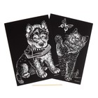 Набор гравюр А5 «Котёнок и щенок» 2 шт., с металлическим эффектом «серебро» - фото 6464529