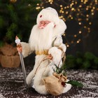 Дед Мороз "В белой шубке, с посохом и мешком" двигается, 12х28 см - Фото 4