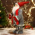Дед Мороз "В красно-серой шубке и варежках" двигается, 45 см - Фото 2