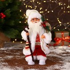 Дед Мороз "В белом костюмчике с орнаментом, с посохом" двигается, 11х30 см - фото 296723416