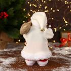 Дед Мороз "В белом костюмчике с орнаментом, с посохом" двигается, 11х30 см - фото 3863240