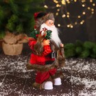 Дед Мороз "В меховом красном костюмчике, с мешком" двигается, 11х30 см - фото 3863242