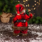Дед Мороз "В меховом красном костюмчике, с мешком" двигается, 11х30 см - фото 3863243