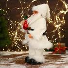 Дед Мороз "В меховом белом костюмчике, с мешком" двигается, 20х40 см - Фото 2