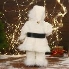 Дед Мороз "В меховом белом костюмчике, с мешком" двигается, 20х40 см - Фото 3