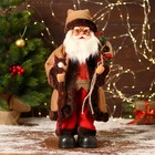 Дед Мороз "В коричневой шубке, с посохом" двигается, 20х40 см - фото 296723432
