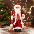 Дед Мороз "В красном костюмчике с орнаментом, с посохом" двигается, 20х40 см - фото 318607794