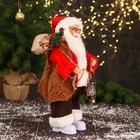Дед Мороз "В красном тулупе, с фонариком" двигается, ботинки светятся, 17х35 см - фото 3863274