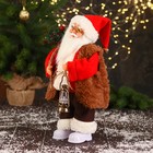 Дед Мороз "В красном тулупе, с фонариком" двигается, ботинки светятся, 17х35 см - фото 3863276