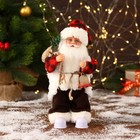 Дед Мороз "В клетчатом тулупе, с колокольчиком" двигается, ботинки светятся, 13х28 см - фото 318607818