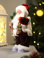 Дед Мороз под ёлку «Зимнее волшебство. Новогодняя игрушка в клетчатом тулупе» двигается, ботинки светятся, 28 см - Фото 3