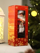 Дед Мороз под ёлку «Зимнее волшебство. Новогодняя игрушка в клетчатом тулупе» двигается, ботинки светятся, 28 см - фото 60906885