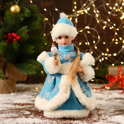 Снегурочка под ёлку «Зимнее волшебство. В голубой шубке с сердечком» двигается, 30 см