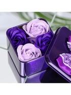 Мыльные розы, фиолетовые и белые, набор 4 шт., в коробке - Фото 7