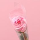 Мыльная роза на стебле в прозрачной упаковке, розовая - Фото 5