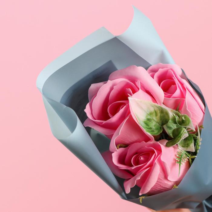 Букет мыльных роз, розовые - фото 1926267632