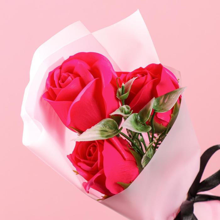 Букет мыльных роз, цвет фуксия - фото 1907289716