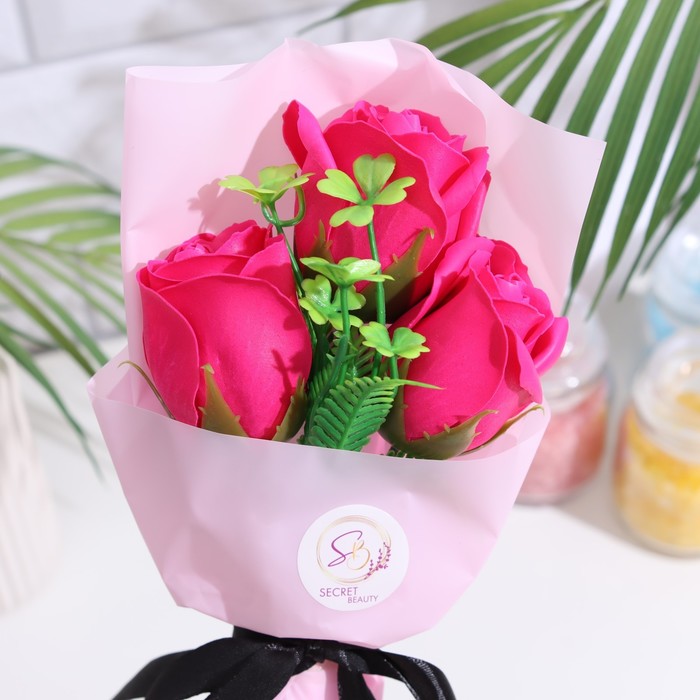 Букет мыльных роз, цвет фуксия - фото 1907289717