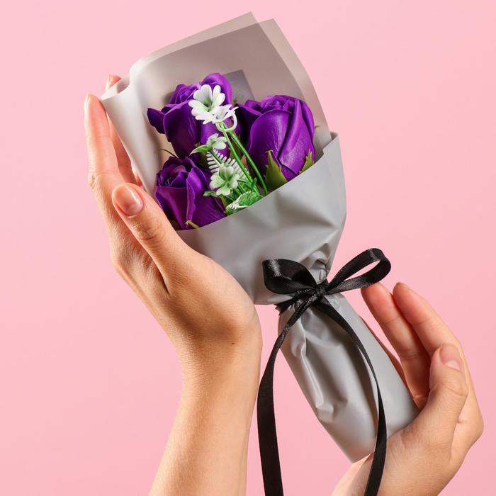 Букет мыльных роз, фиолетовые - Фото 1