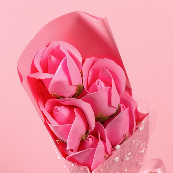 Букет мыльных роз, розовые - фото 1907289733